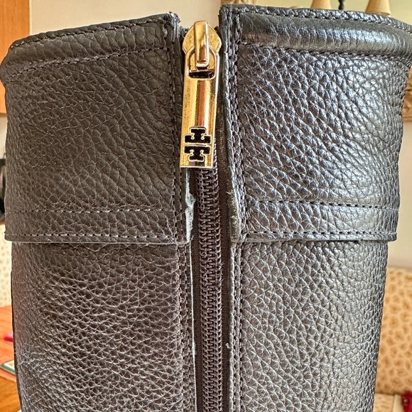 Tory Burch riding boots; gold logo hardware; 8.5M; gently used; excellent cond’n - Picture 2 of 9